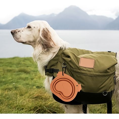 Zusammenklappbarer 600-ml-Napf für Haustiere, kaffeefarben, faltbar und tragbar, ideal für Reisen und den Außenbereich (1/5)