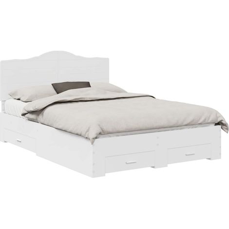 Bed Frame with Headboard White 140 x 190 cm Engineered Wood vidaXL