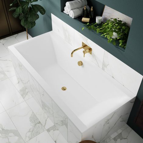 Nuie Asselby Square Double Ended Rectangular Bath 1700mm x 700mm - Eternalite Acrylic (inc Leg Set)