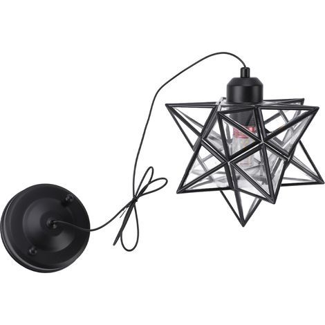 Moravian star-shaped pendant light, easy to install, eye protection, ceiling light for bedroom and kitchen, black (1/5)