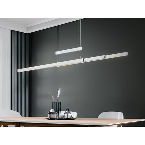 LED Pendelleuchte TRAJAN ausziehbar höhenverstellbar Silber, max. Breite 150cm (1/5)