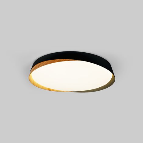 Plafonnier LED rond CCT 36W - Effet bois - ø50cm - IP22 - Noir (1/5)