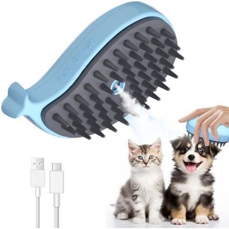 Cat Steam Brush, 3 In 1 Cat Steam Brush, Cat Steam Brush, Cat Grooming Brushes, For Dogs Cats Effectively Remove Hair Tomentosis Undercoat Tangles (1/5)