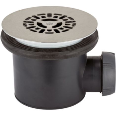 Desagüe para plato de ducha D90 con rejilla plana horizontal, WIRQUIN Tourbillon Acero Inoxidable Cepillado
