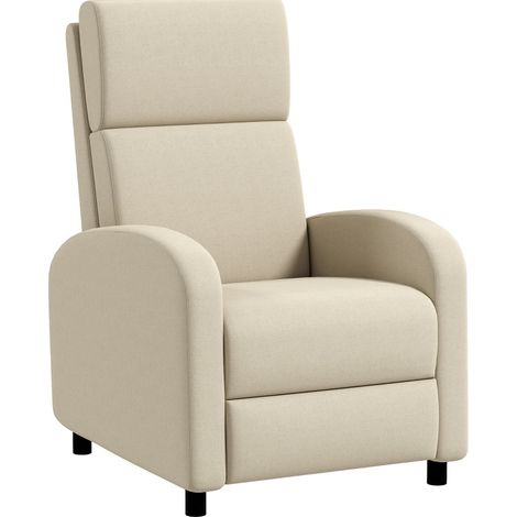 Fauteuil relax inclinable avec repose-pieds en lin aspect crème, capacité 120 kg, pour salon (1/5)