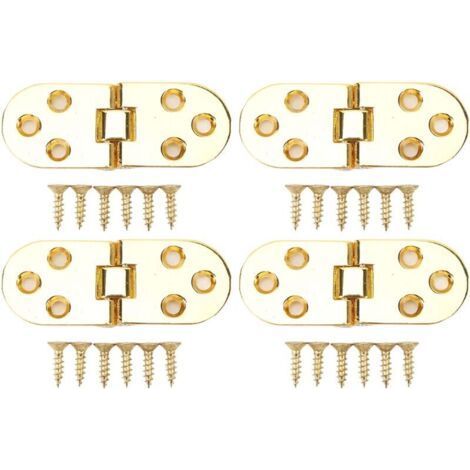 Lot de 4 jeux de charnières rabattables 180° – Alliage de zinc – Doré brillant – Épaisseur 2,2 mm (1/5)
