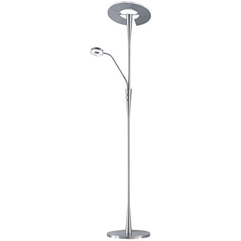 QUEBEC PIANTANA LED 5,5W 600lm- 35W 4200lm, 3000+4500+6500K-CON LAMPADA LETTURA ACCIAIO ORIENTABILE DIMMERABILE H. 180 (1/4)