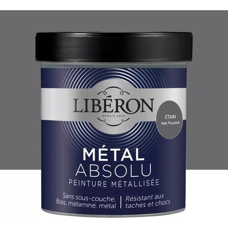 Peinture Libéron Métal Absolu Mat poudré Etain 0,5 L