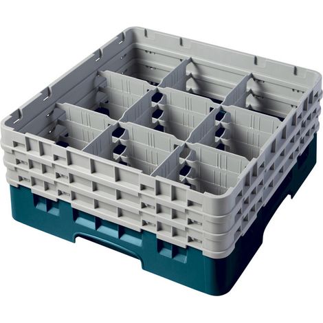 Casiers de lavage - 9 compartiments verres - Haut max 17.4 cm - 50 x 50 x 22.5 cm - Lot de 3 - Cambro