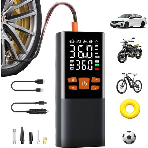 Compresseur à Air Portatif, 150 PSI Gonfleur Pneus Voiture sans Fil, 6000mAh Mini Pompe, LED Pompe a Velo, Inflation Rapide, Arrêt Automatique, USB-C Pompe à air pour Voiture, vélo, Moto et Ballons (1/5)