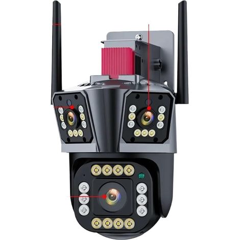 Caméra de sécurité à Domicile 12MP 8K IP Caméra Extérieure PTZ Trois Lentilles Double Écrans 10X Zoom Suivi Automatique Humain Étanche Sécurité CCTV Caméra 8MP(6K 12MP Add 128G-01) (1/5)