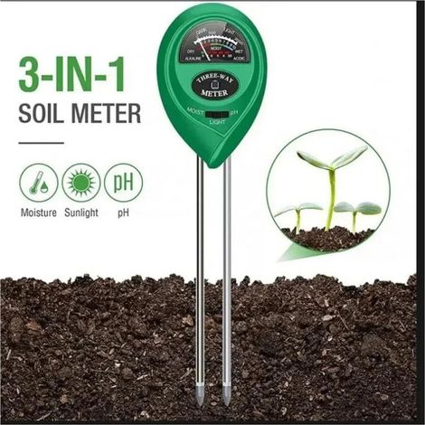 Testeur de sol trois-en-un : mesure l’humidité, l’ensoleillement, le pH, l’acidité et l’humidité relative pour le jardinage domestique.-AquaForge (1/5)
