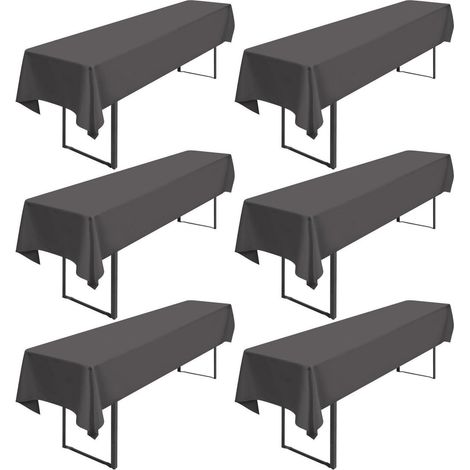 6er-Pack Biertischdecken 250x100cm Dunkelgrau, 200GSM Polyester, Stoffoptik