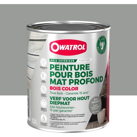 Owatrol – Peinture bois extérieur opaque mate – Protection durable 15 ans – Application facile sur tous bois – 2.5 litres – Alu nacre (RAL 9006)