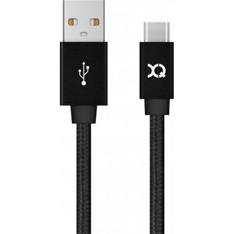 Xqisit Baumwoll-USB-C-3.0-Kabel Schwarz/Schwarz 1,8 m 27749 (1/2)
