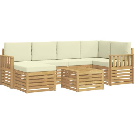 Ensemble de canapés d'extérieur 7 pc Blanc et crème Polyester vidaXL
