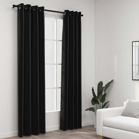 Lot de 2 Rideaux occultants,Décoration Chambre Fenêtre,Rideau Thermique Isolant Aspect de lin Anthracite 140x245 cm GDSVW93607 (1/4)