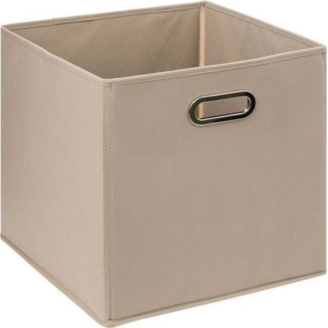 Panier Tissu - 31 x 31 x 31 cm - Structure En Polypropylène - Poignées Métal - Plateau En Carton - Carré - 1 Pièce (1/5)