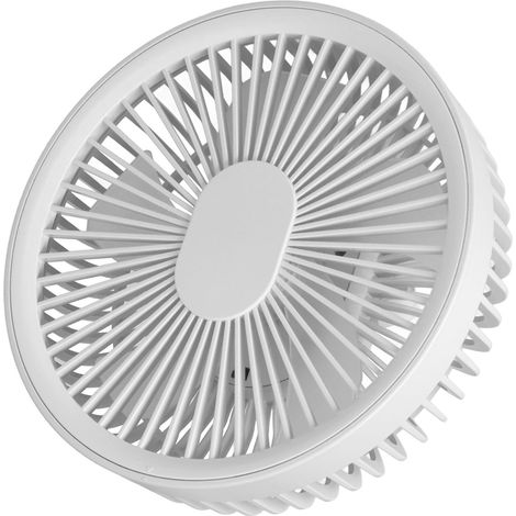 Ventilateur de bureau 2 en 1 ABS PP 4000 mAh 3 vitesses, chargement USB, ventilateur de plafond portable pour camping avec télécommande, blanc (1/5)