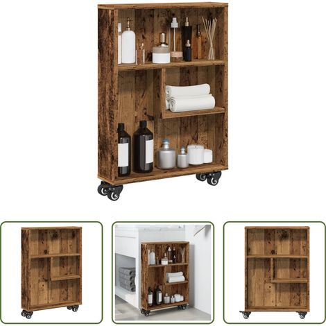 vidaXL Küchenwagen -  Aufbewahrungswagen Schmal Altholz-Optik 48x13x68 Holzwerkstoff (1/5)