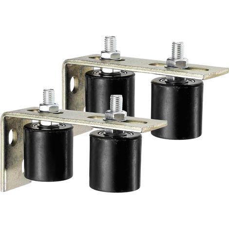 4pcs Galet Guide pour Portail Coulissant 48x50mm, Roulette Nylon avec Équerre Guide au Sol pour Porte Grange Coulissante, Roue Universel avec Roulement à Billes Scellé, Noir (1/5)