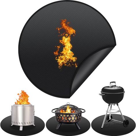 Rond Tapis Barbecue Sol Exterieur, 120 cm/48in Tapis Anti Feu RéUtilisable Grand Tapis Ignifuge Convient pour Brasero Barbecue à Gaz Sol ExtéRieur Patio Pelouse Camping Pliable Patio Accessoires