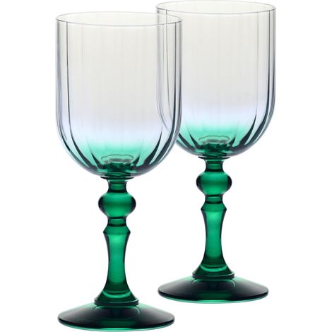 Verres à Vin Lot de 2, 300 ml, Pied Vert, Collection Bubble (1/5)