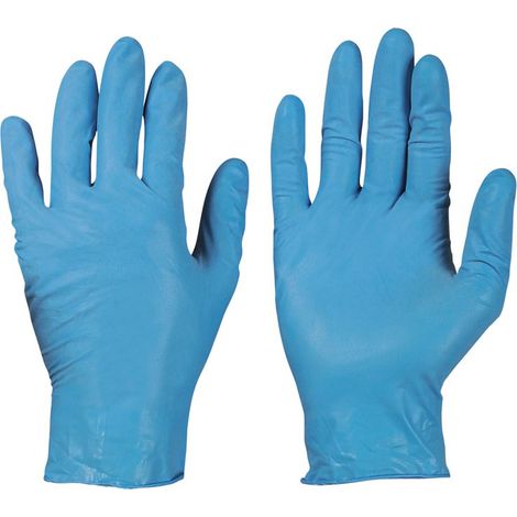Gants jetables en nitrile Bleu  Sans poudre  Taille: 8 (Box a100St.)