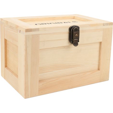 Boîte de rangement en bois pour bureau, coffret multi-usage avec cadenas et clés, pour petits objets et papeterie, couleur bois naturel (1/5)