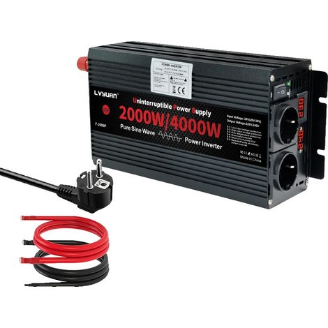 Onduleur, 4000W de puissance de crête, sortie en onde sinusoïdale pure, 24V-220V UE 50Hz (1/2)