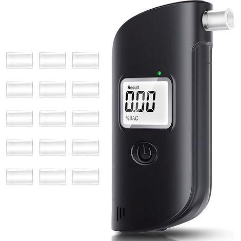 Alcoholímetro profesional con 5 boquillas, digital con pantalla LCD, apto para uso privado y profesional (negro). (1/5)