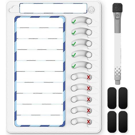 Tableau des tâches effaçable pour enfants, avec autocollants magnétiques, pour organiser leurs journées et leurs routines. (1/5)