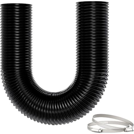 Tear-Resistant Tubing 150mm x 5m, 5 Layers of Insulation, Noise Reduction, Thermal Insulation, Adjustable Length, Odourless, with Collars - Ideal for Ventilation and VMC - Black (1/5)
