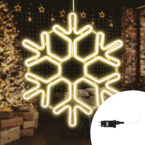 Fiocco di neve luminoso da 38cm 336 Led Neon Flex Bianco Caldo 3000K da esterno Wisdom (1/3)