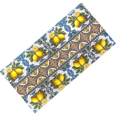 Tappeto Cucina Runner Antiscivolo - Passatoia Lavabile, Fantasia Maiolica Sicily, Design Mediterraneo - Made in Italy Cm. 50x200 (1/5)