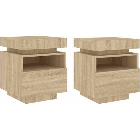 Maison Exclusive - Nachttische mit LED-Leuchten 2 Stk. Sonoma Eic