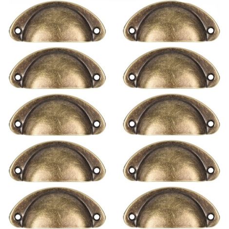 10 pièces de poignées de meubles rétro poignées de tiroir adaptées aux armoires, armoires, commodes, tiroirs de cuisine distance du trou en fer 61 mm (1/5)