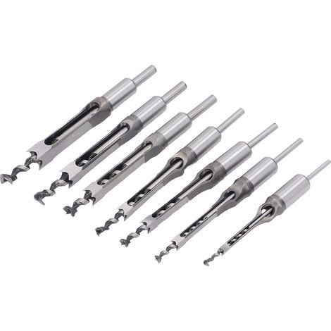 Jeu de 7 mèches à mortaiser HSS pour bois, tailles : 1/4", 5/16", 3/8", 2/5", 1/2", 9/16", 5/8" (1/5)