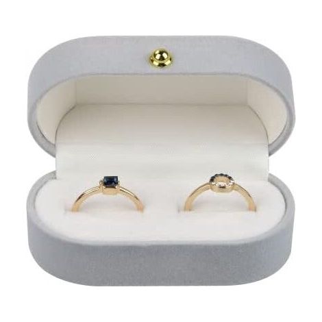 Boîte À Bague - Velours Gris - 7.5 x 4 x 3.5 cm - Pour Alliance Et Bague De Fiançailles - 1 Pièce (1/5)