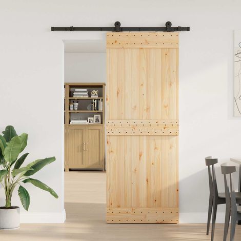 vidaXL Porte coulissante NARVIK Naturel et noir 80 x 210 cm (152,5 cm)