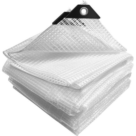 Bâche de Protection en Polyéthylène 180g/m² Bâche Imperméable Ultra Lourde et Résistante Revêtue avec Oeillets en Aluminium Couverture Étanche pour Jardin, Piscine 3x5m Blanc
