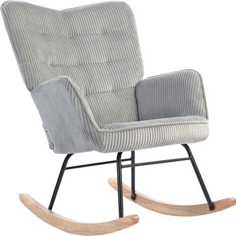 CHICFURN Sillón mecedora 98x71x101 cm de poliéster gris claro con reposabrazos (1/5)