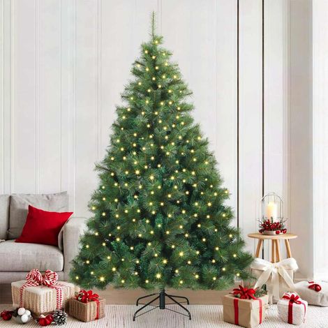 vidaXL Artificial Christmas Tree with 300 LEDs Green 210 cm PE and PVC (1/5)