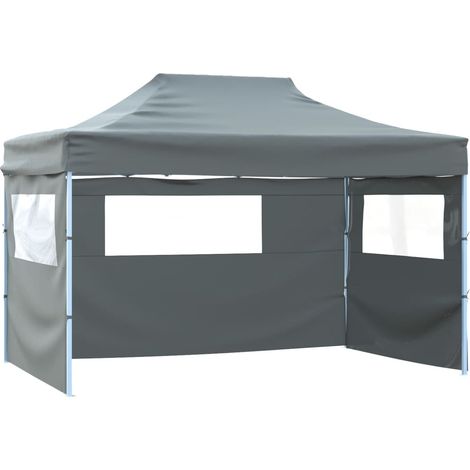INLIFE Tente pliable avec 4 parois latérales 3 x 4,5 m Anthracite (1/5)