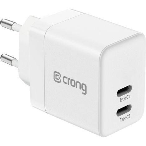 Crong Ultra Compact GaN - 2x chargeur secteur USB-C 35W PD 3.0 avec PPS (blanc) (1/4)