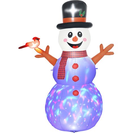 Großer Schneemann, 2,40 m, Weihnachtsdeko, mit LEDs, selbstaufblasend, Polyester (1/5)