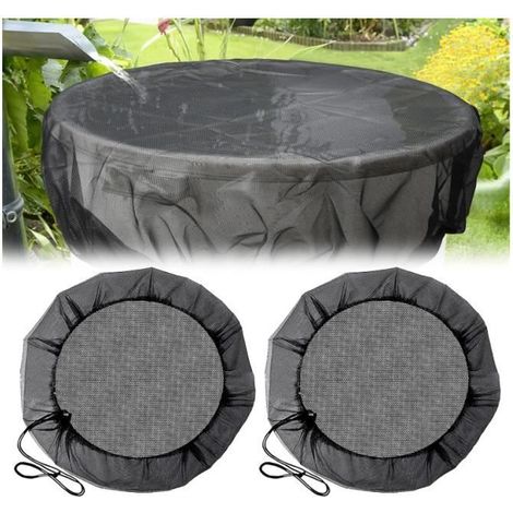 Filet pour Citerne de Pluie - Housses en Maille pour Tonneau de Pluie - 97 cm - Noir (1/4)