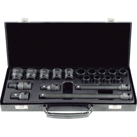 JBM 53531 6-Kant Schlagnuss Set, 1/2 + Adapter 19 Teile (1/4)