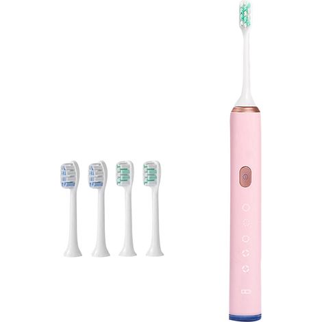 Brosse à dents électrique de voyage pour adultes, 5 modes, étanche, rechargeable, avec minuteur intelligent, produit de soins dentaires, rose-AquaForge