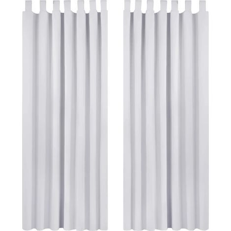 2 pièces Rideaux Occultants à Pattes sans Perçage Rideaux Salon Design Moderne Thermique Isolant Froid et Chaud Blanc Pâle Gris 140x280cm (1/5)